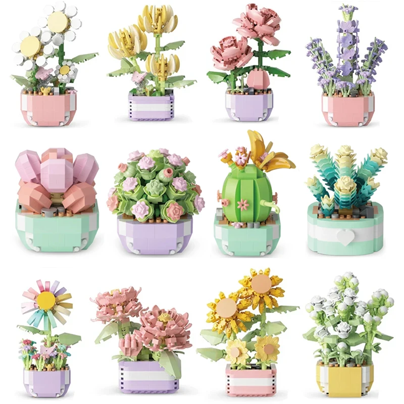 Bonsai Garden Pot - Blok bangunan bunga sukulen bunga abadi