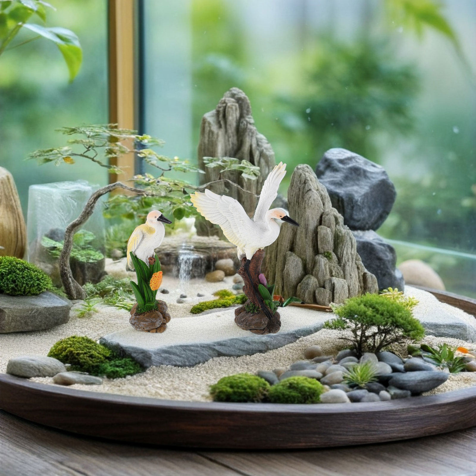 Bonsai Garden Landscape Design - 2 Buah Patung Resin Dekoratif Patung
