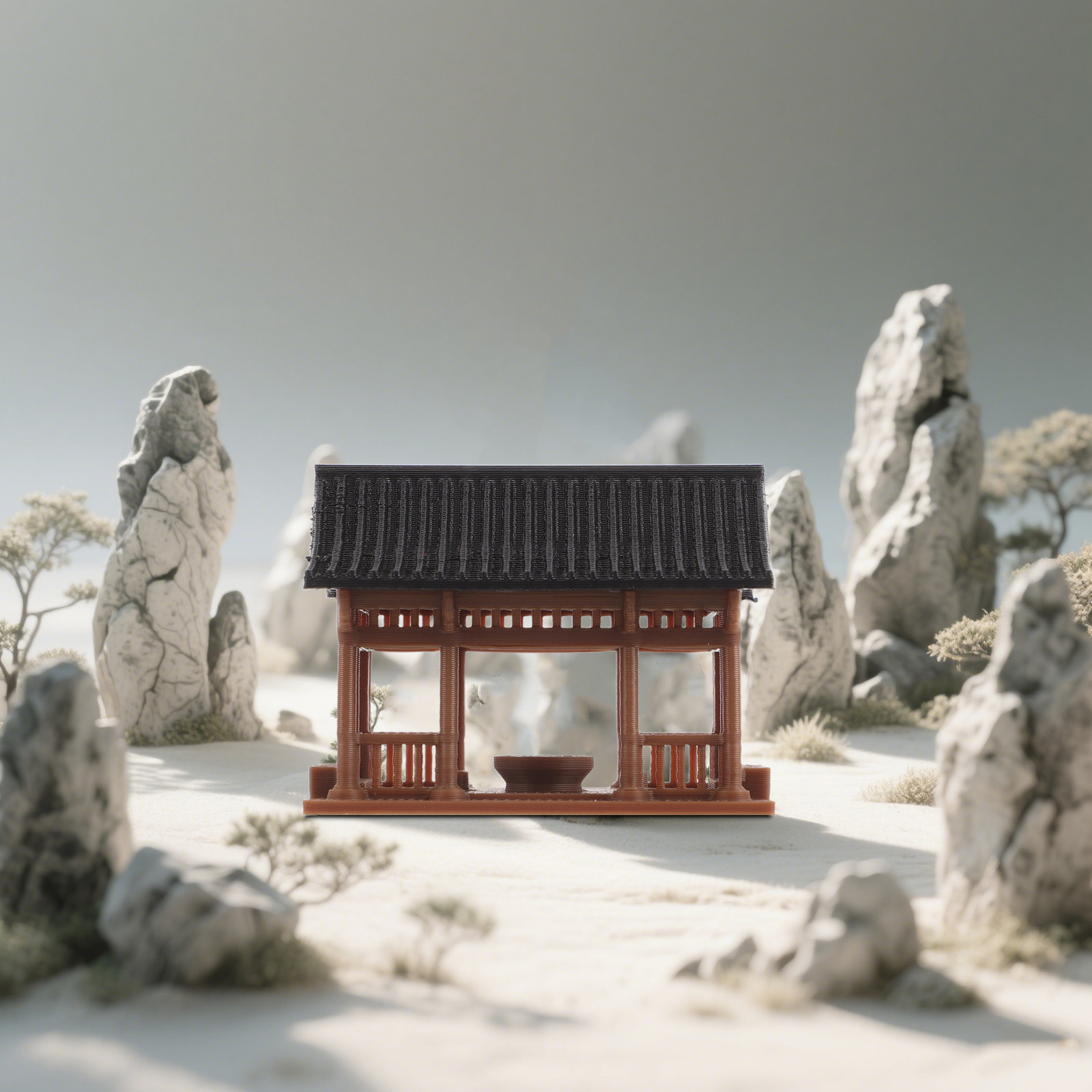 Patung Paviliun Mini Berbentuk - Bonsai Garden Landscape Design ulasan dan harga