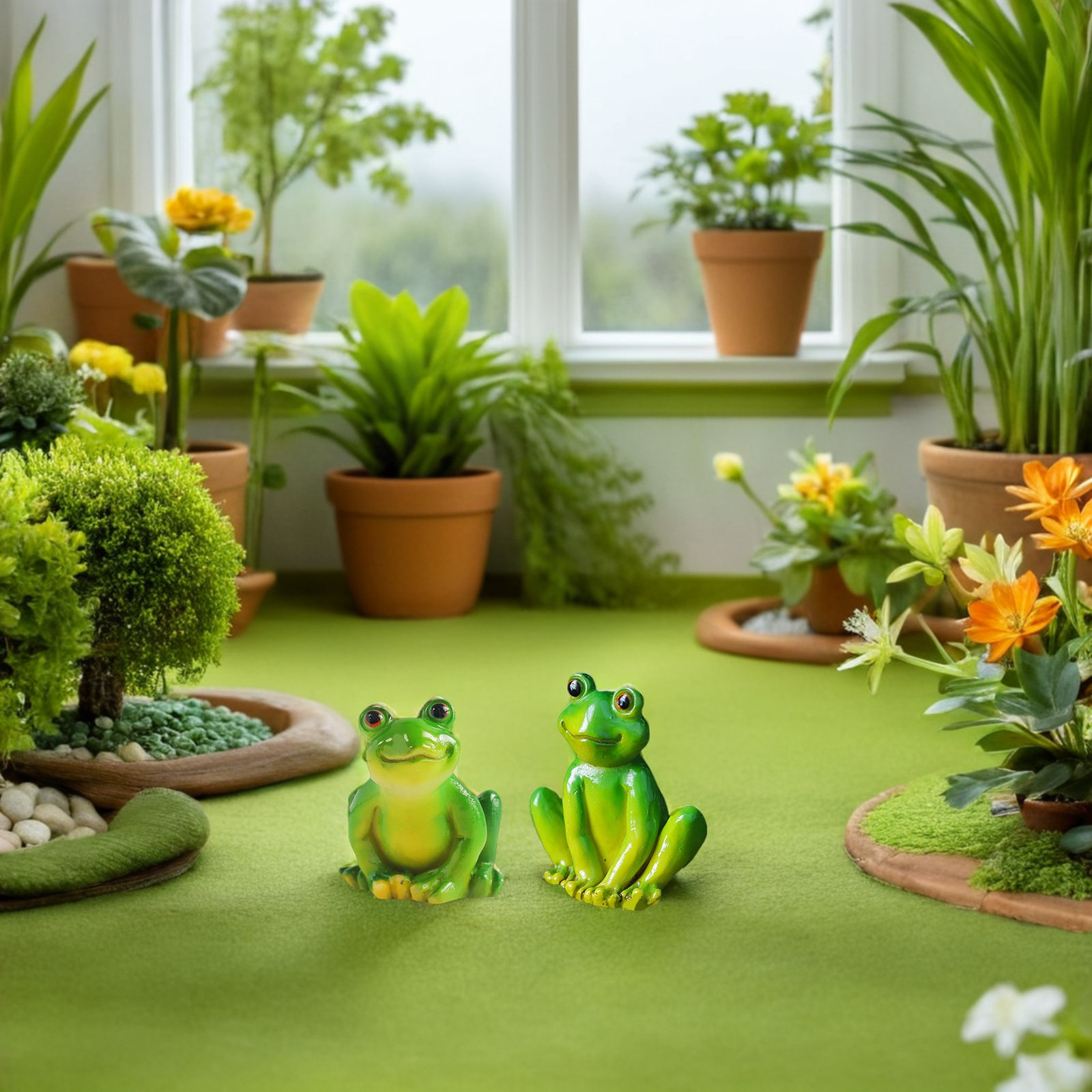 4Pcs Ornamen Taman Katak Mini  - Bonsai Garden Landscape Design ulasan dan harga